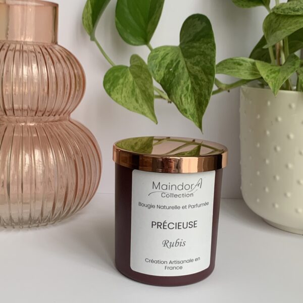 MaindorA-Bougie naturelle et parfumée avec cire de soja, couvercle hermétique en métal rose doré