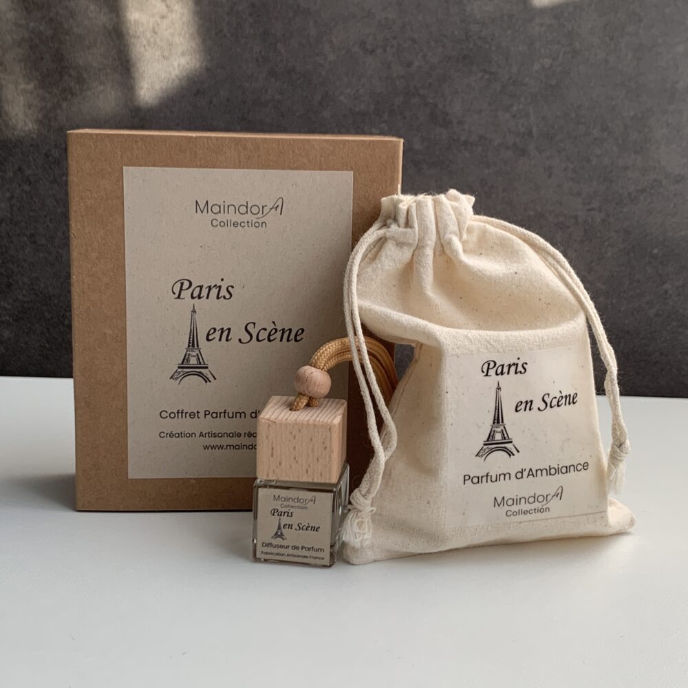 MaindorA-Diffuseur de parfum artisanal et sa boîte cadeau avec le parfum Paris en Scène